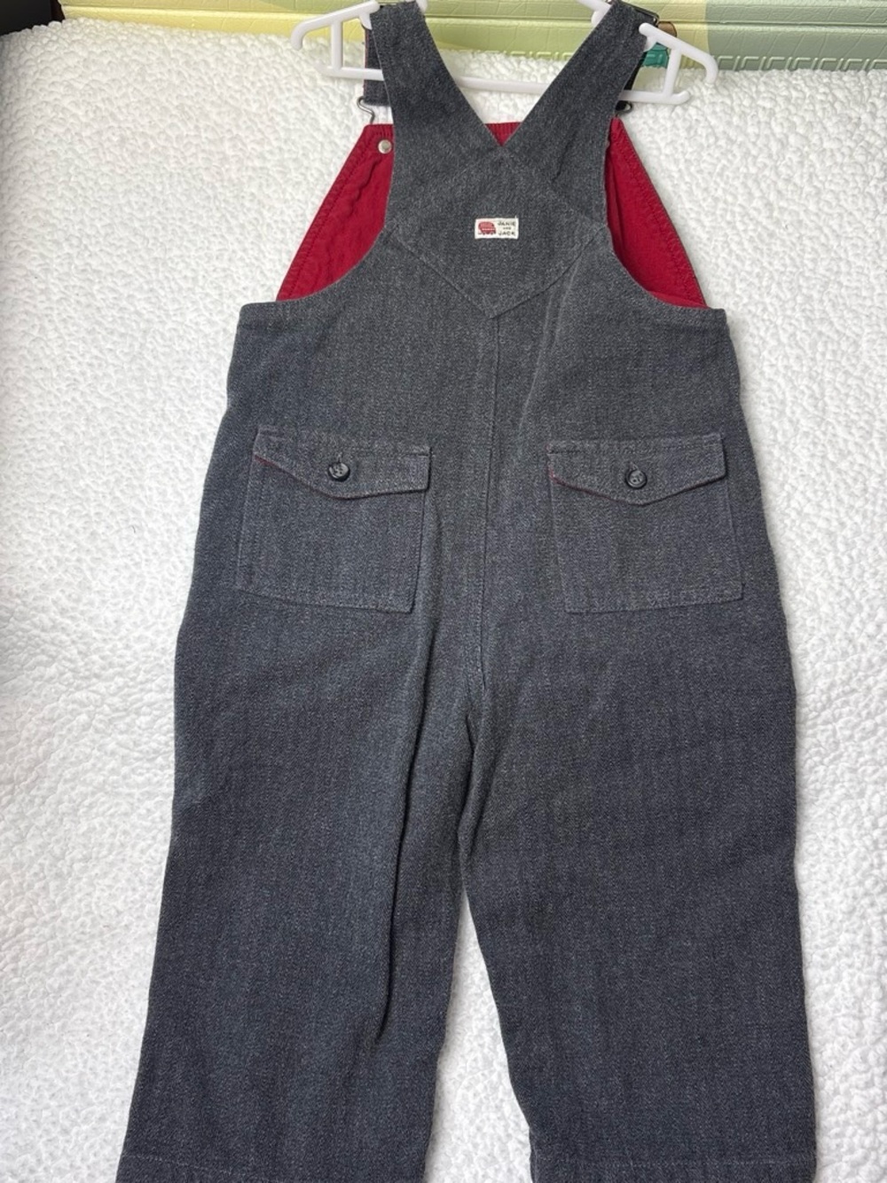 Janie and Jack Charcoal Overalls with Red Lining 18 months
